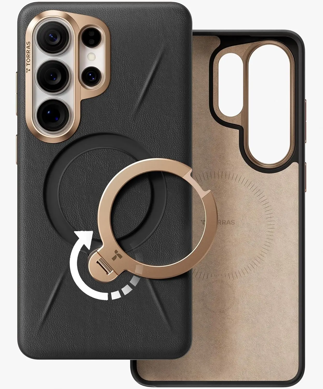 TORRAS Q Pro Leather Samsung S26 Ultra Hoesje MagSafe 360° Kickstand  Zwart afbeelding 4