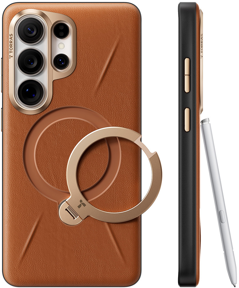TORRAS Q Pro Leather Samsung S26 Ultra Hoesje MagSafe 360° Kickstand Bruin afbeelding 1