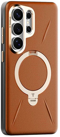 TORRAS Q Pro Leather Samsung S26 Ultra Hoesje MagSafe 360° Kickstand Bruin afbeelding 11