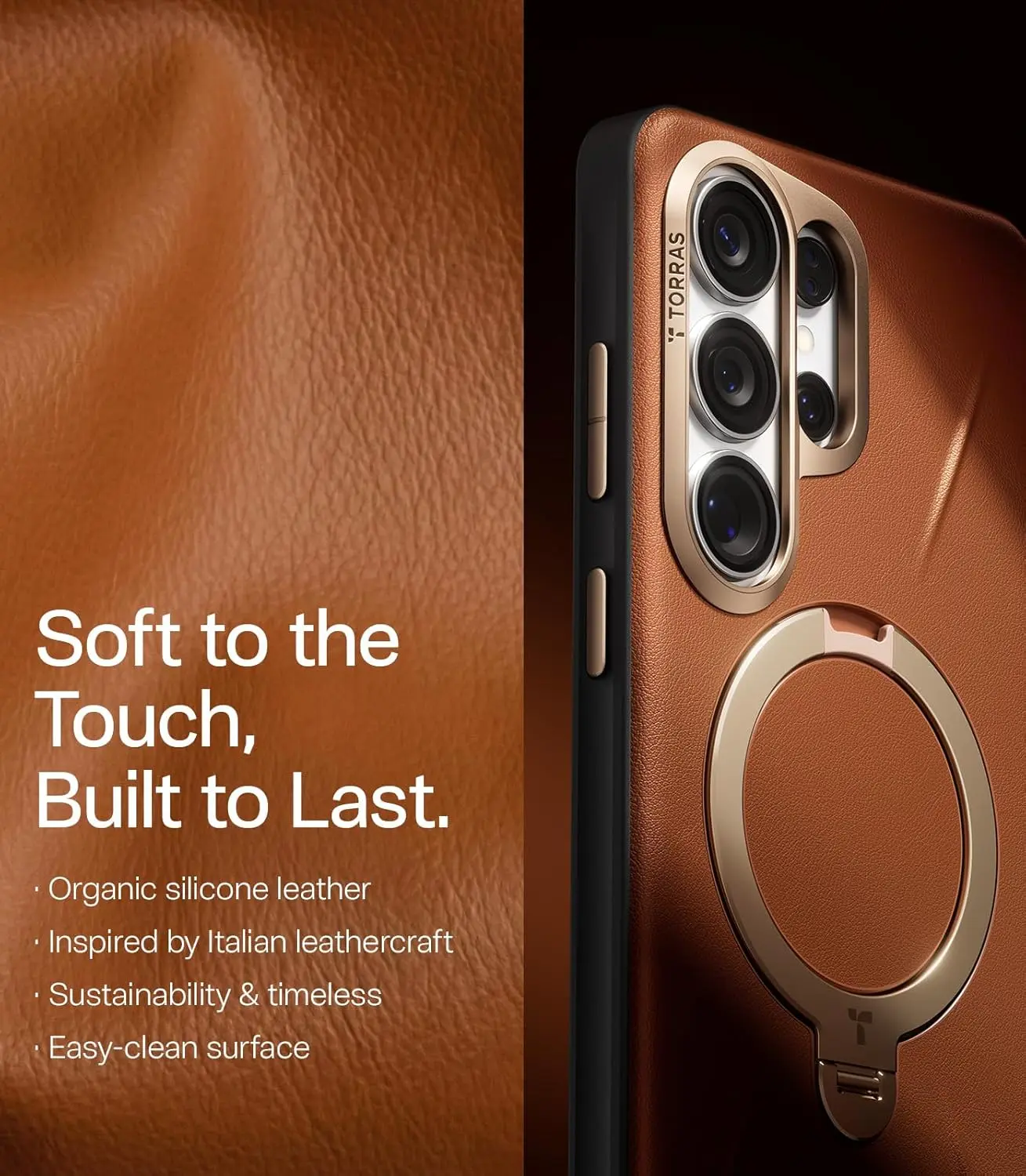 TORRAS Q Pro Leather Samsung S26 Ultra Hoesje MagSafe 360° Kickstand Bruin afbeelding 8