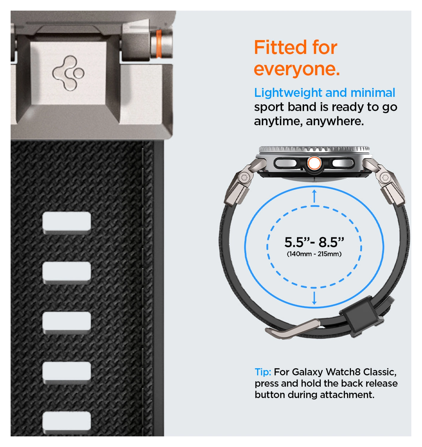 Spigen DuraPro Armor - Samsung Galaxy Watch 8 Bandje - Zwart afbeelding 2