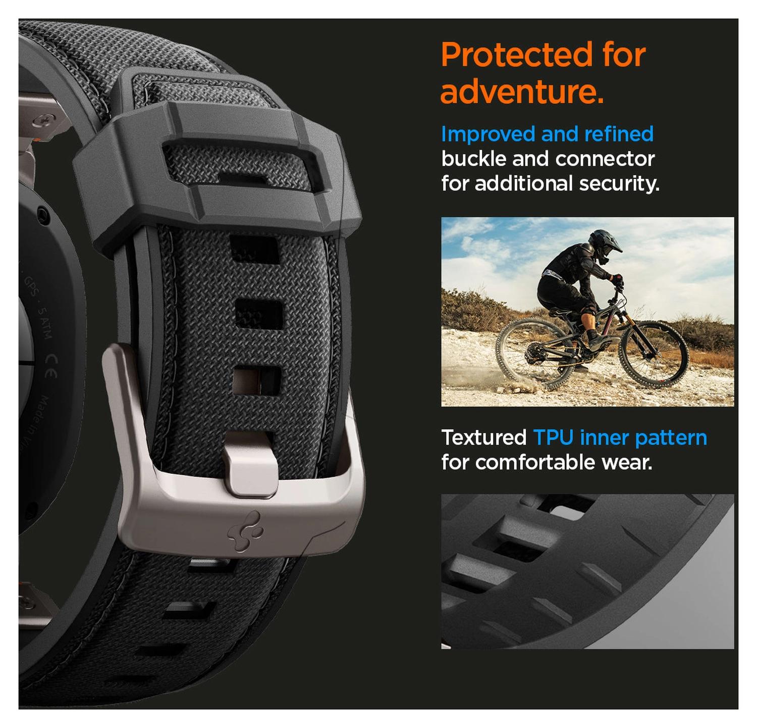 Spigen DuraPro Armor - Samsung Galaxy Watch 8 Bandje - Zwart afbeelding 4