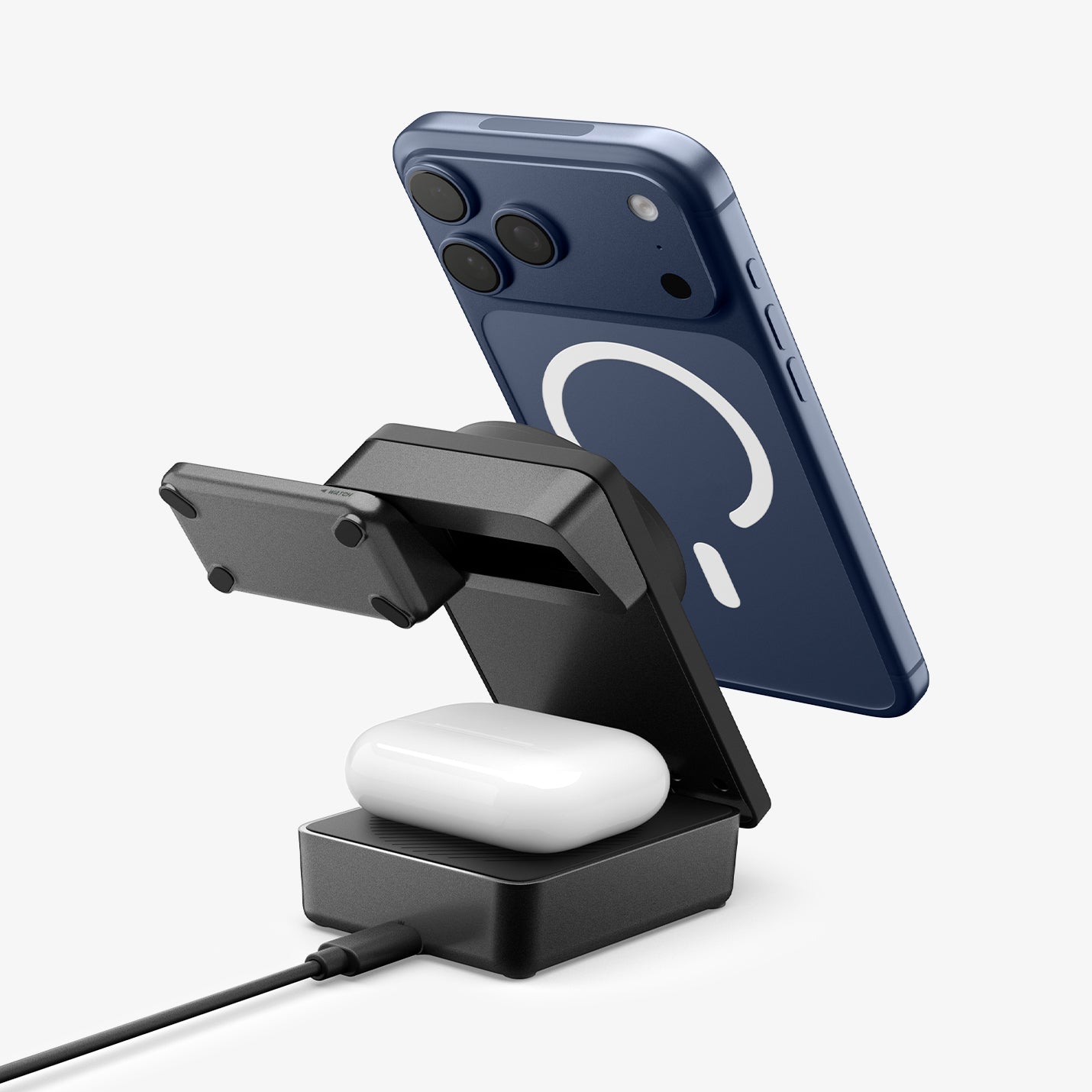 Spigen Essential MagFit Qi2.2 3-in-1 Draadloze Oplader Zwart afbeelding 2