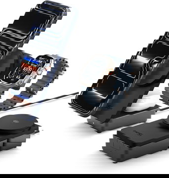 Spigen Essential MagFit Qi2.2 3-in-1 Draadloze Oplader Zwart