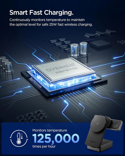 Spigen Essential MagFit Qi2.2 3-in-1 Draadloze Oplader Zwart afbeelding 7