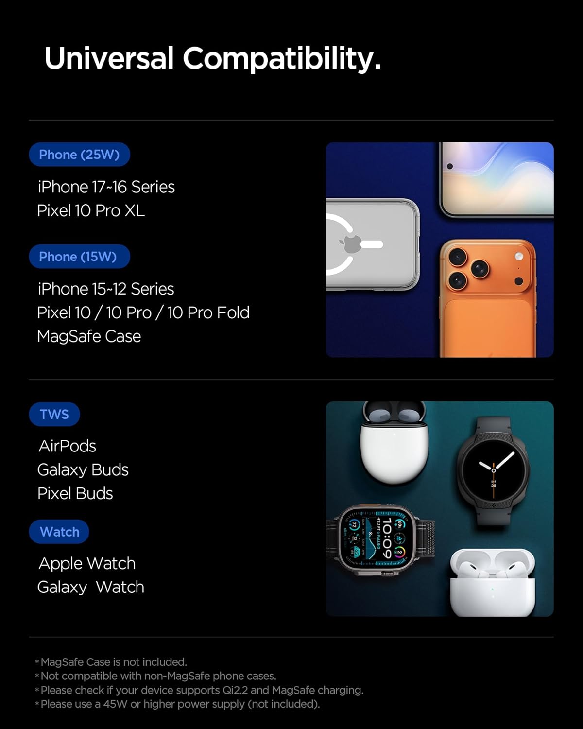 Spigen Essential MagFit Qi2.2 3-in-1 Draadloze Oplader Zwart afbeelding 9