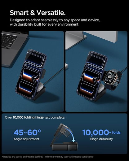 Spigen Essential MagFit Qi2.2 3-in-1 Draadloze Oplader Zwart afbeelding 5