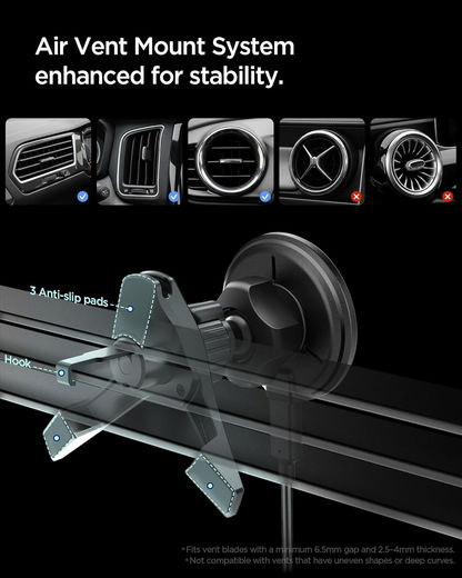 Spigen Essential MagFit Qi2 Draadloze Auto Oplader Ventilatie Zwart afbeelding 4