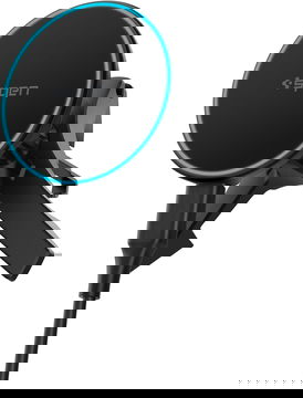 Spigen Essential MagFit Qi2 Draadloze Auto Oplader Ventilatie Zwart