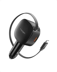 Spigen Essential Autolader 60W met Uitrekbare USB-C Kabel Zwart afbeelding