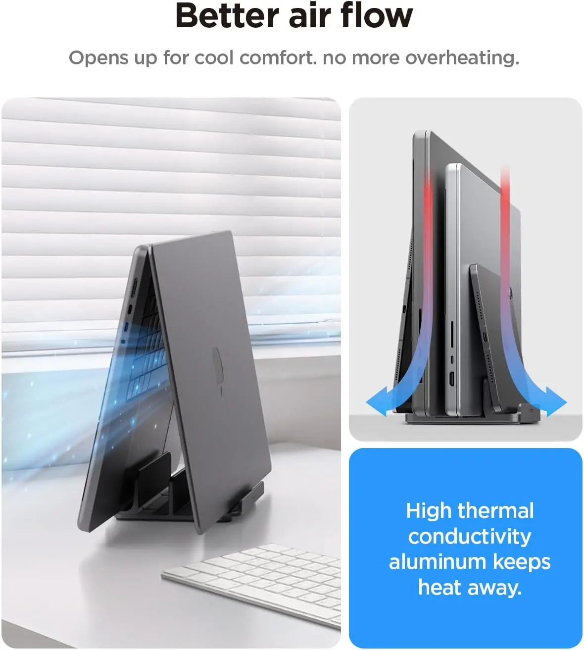Spigen Verticale Verstelbare Laptop en Tablet Standaard LD208-S4 Grijs afbeelding 6