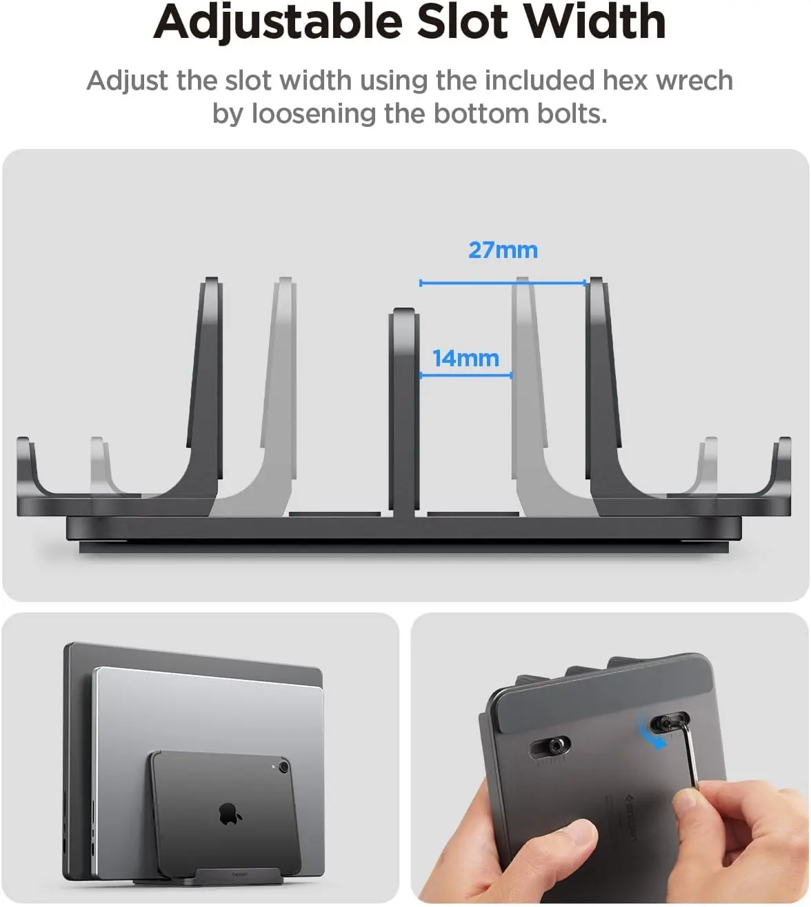 Spigen Verticale Verstelbare Laptop en Tablet Standaard LD208-S4 Grijs afbeelding 4