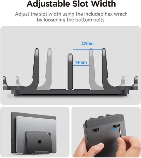 Spigen Verticale Verstelbare Laptop en Tablet Standaard LD208-S4 Grijs afbeelding 4