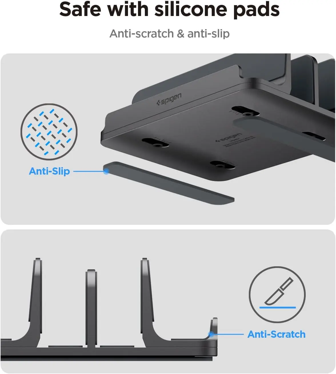 Spigen Verticale Verstelbare Laptop en Tablet Standaard LD208-S4 Grijs afbeelding 3