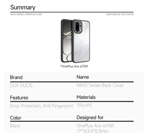 Dux Ducis Aimo OnePlus Ace 6 / Ace 6T / 15R  Hoesje Back Cover Zwart afbeelding 8
