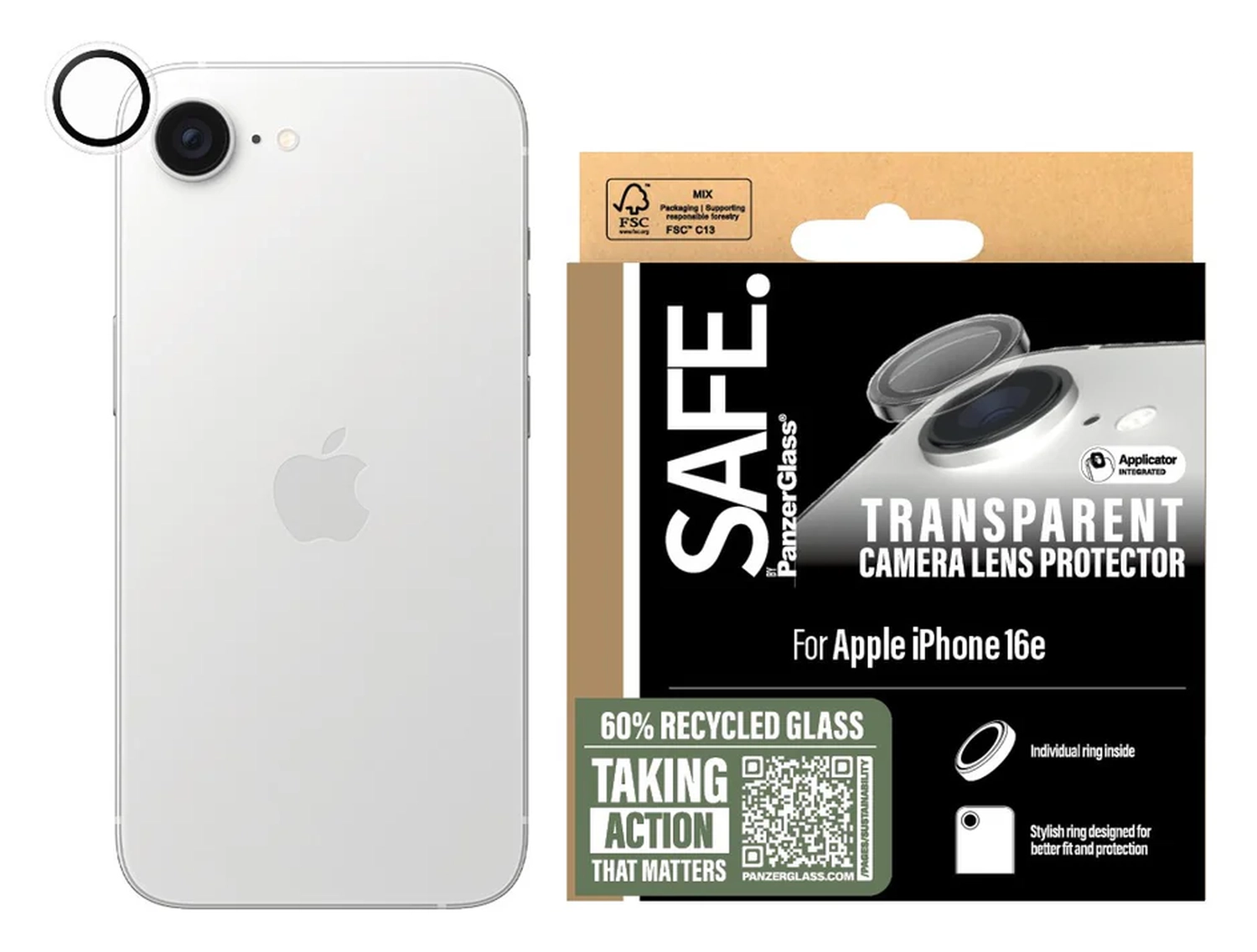 PanzerGlass SAFE iPhone 17e / 16e Camera Lens Protector Transparant afbeelding 1