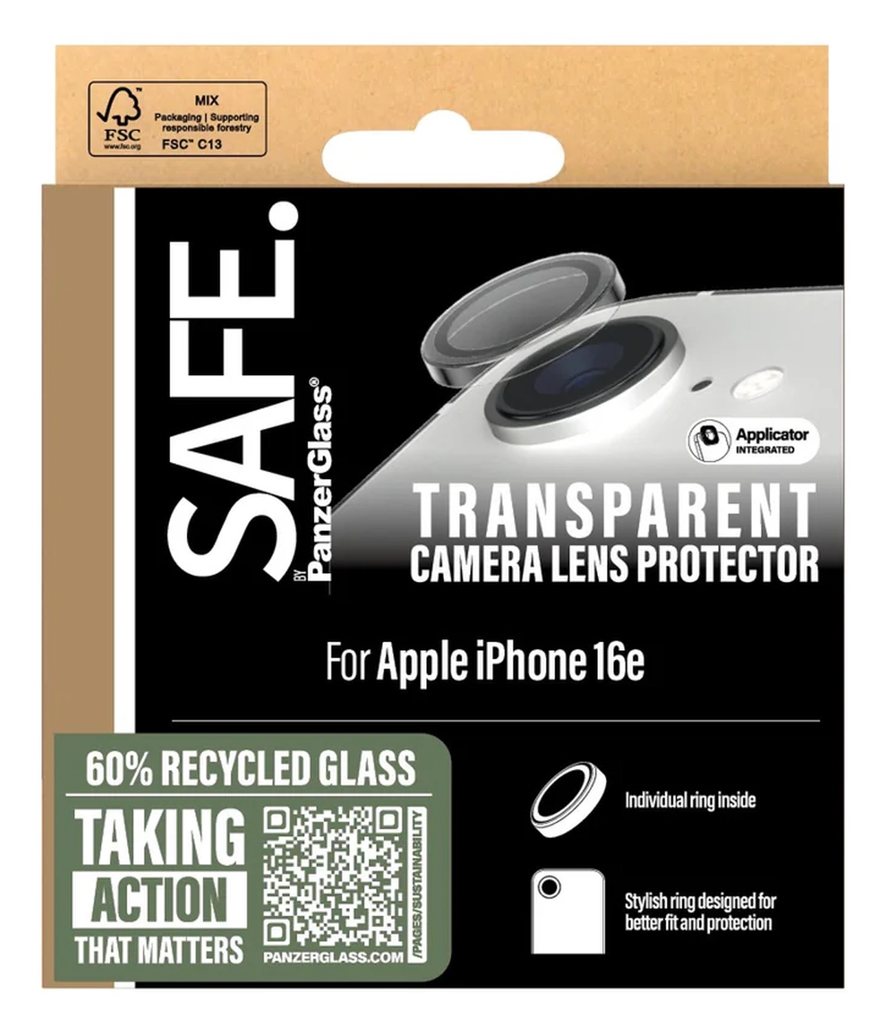 PanzerGlass SAFE iPhone 17e / 16e Camera Lens Protector Transparant afbeelding 4