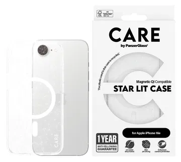PanzerGlass CARE Star Lit iPhone 16e Hoesje MagSafe Back Cover Transparant