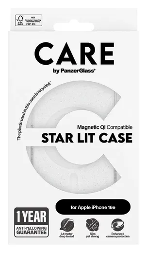 PanzerGlass CARE Star Lit iPhone 16e Hoesje MagSafe Back Cover Transparant afbeelding 4