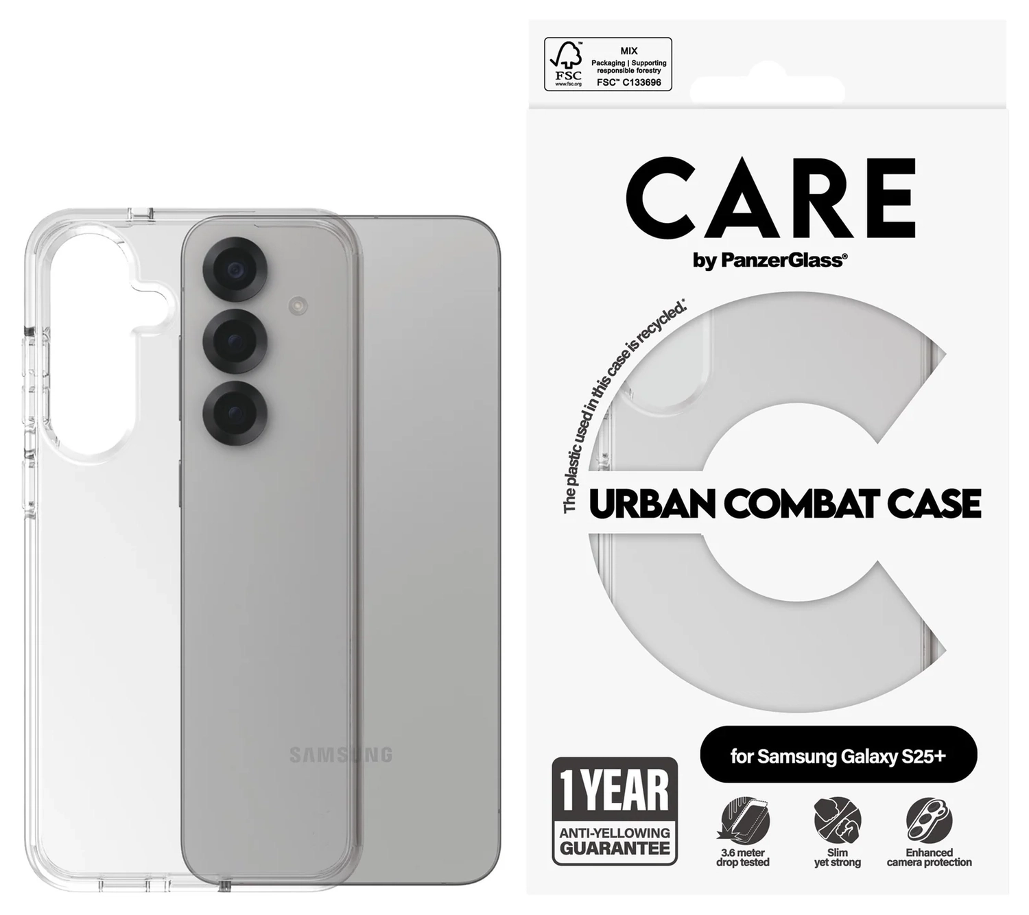 PanzerGlass Care Urban Combat Samsung Galaxy S25 Plus Hoesje Transparant afbeelding 1