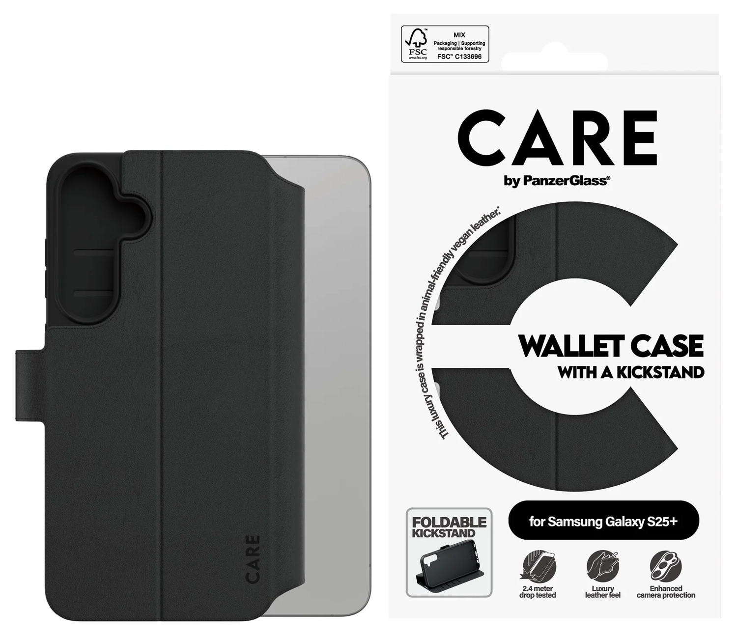 PanzerGlass CARE Samsung Galaxy S25 Plus Hoesje Portemonnee Book Case Zwart afbeelding 1