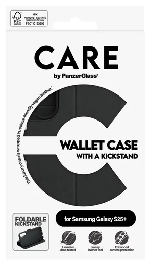 PanzerGlass CARE Samsung Galaxy S25 Plus Hoesje Portemonnee Book Case Zwart afbeelding 5