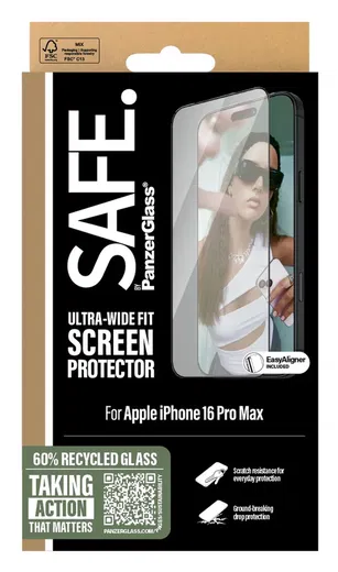 PanzerGlass SAFE Ultra-Wide Fit iPhone 16 Pro Max Screen Protector afbeelding 4