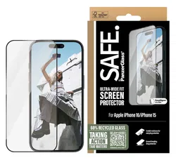 PanzerGlass SAFE Ultra-Wide Fit iPhone 16 / 15 Screen Protector afbeelding