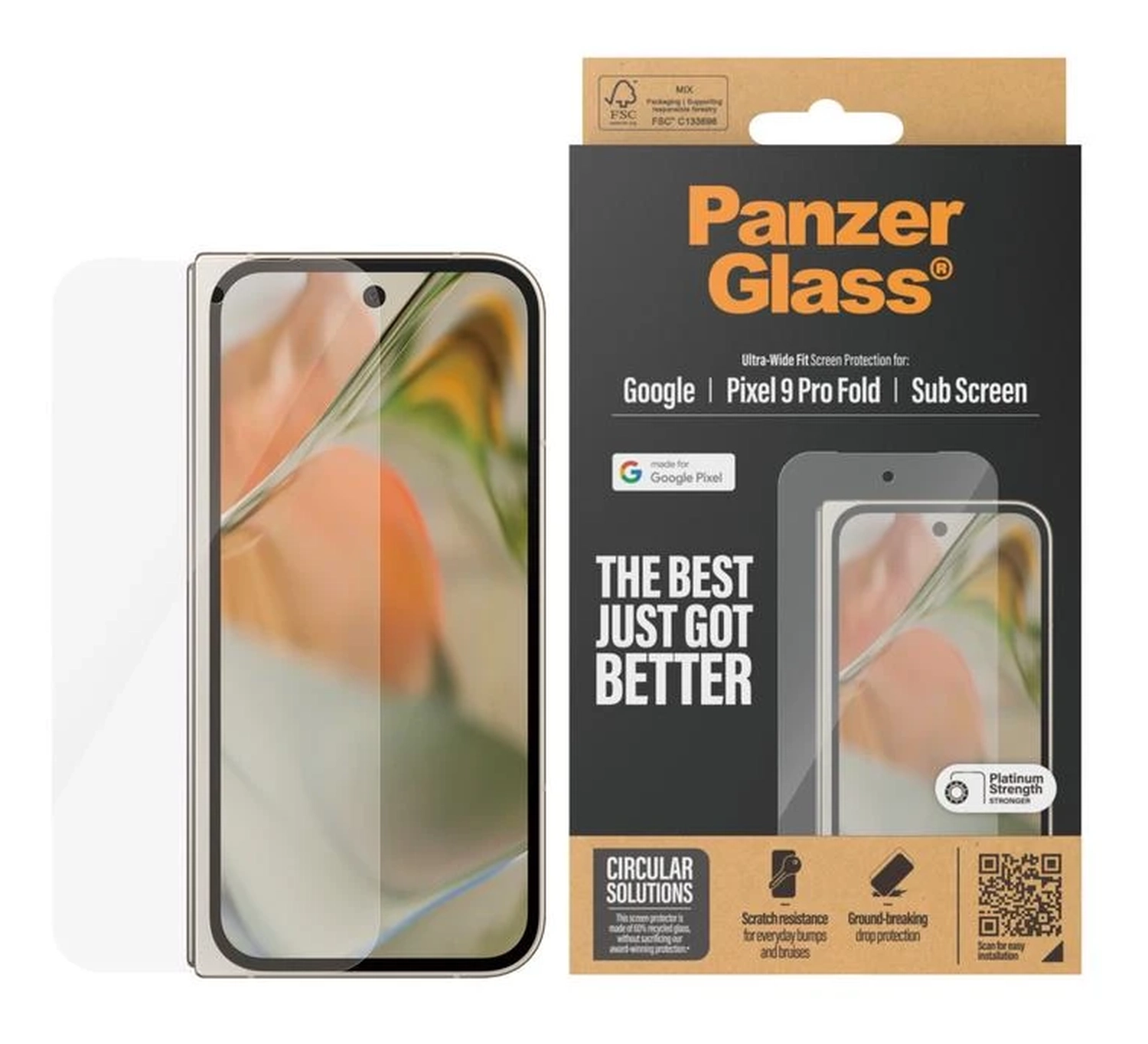 PanzerGlass Ultra-Wide Google Pixel 9 Pro Fold Screen Protector Tempered Glass afbeelding 1