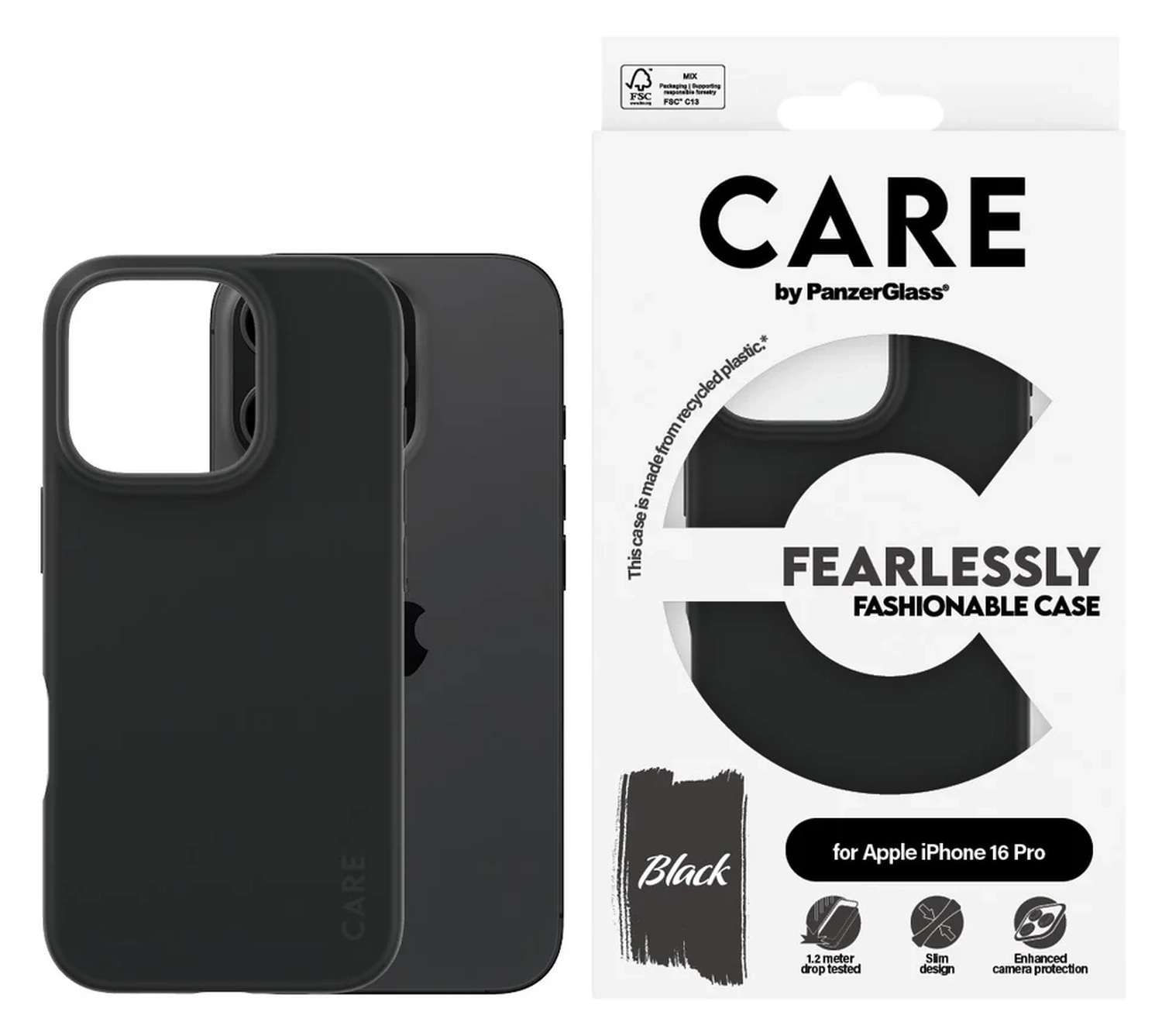 PanzerGlass CARE Fashionable iPhone 16 Pro Hoesje Back Cover Zwart afbeelding 1
