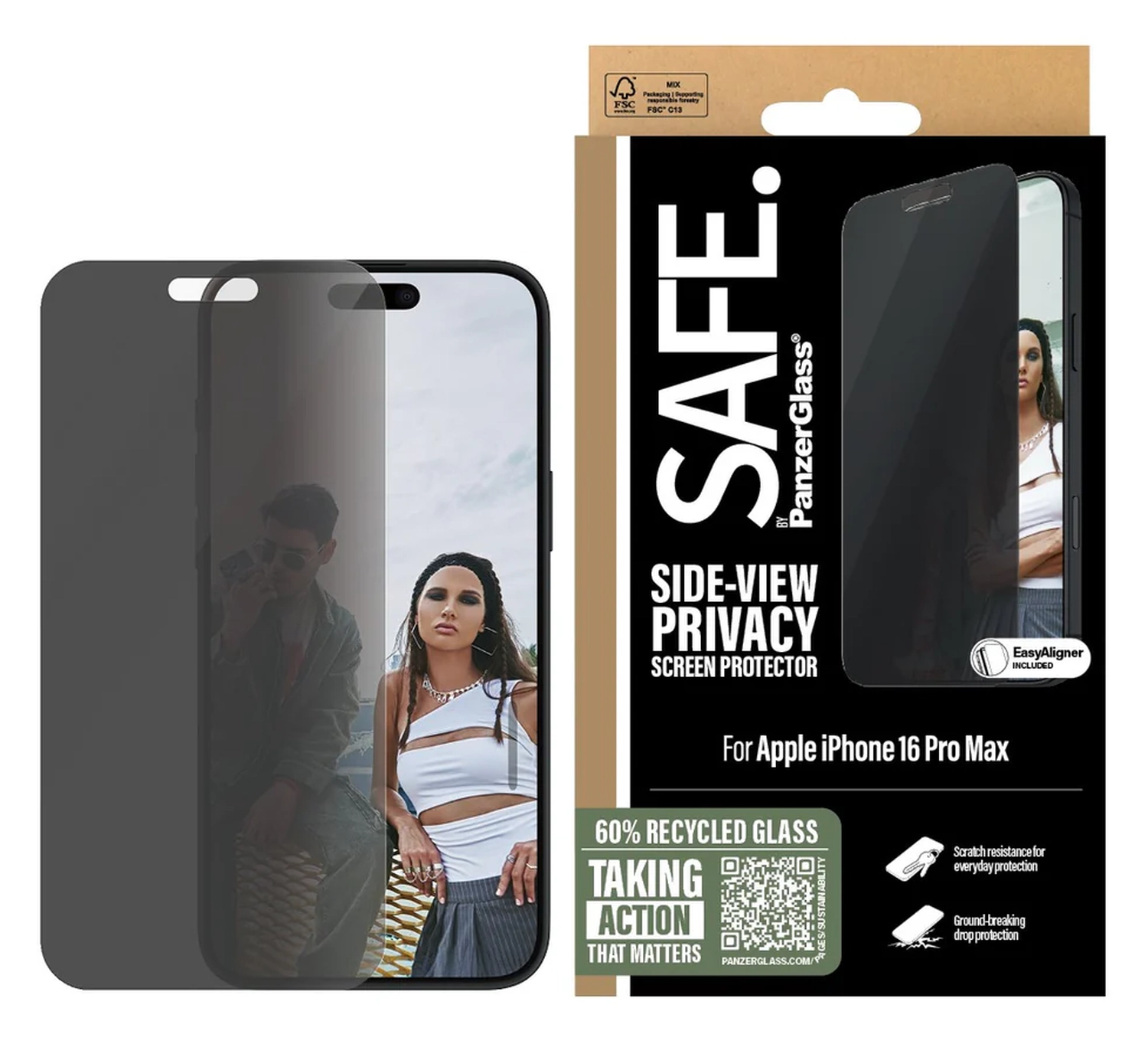 PanzerGlass SAFE iPhone 16 Pro Max Screen Protector Privacy Glass afbeelding 1