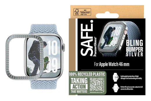PanzerGlass SAFE Bling - Apple Watch 11/10 46MM Hoesje - Bumper Glitter Zilver afbeelding 1
