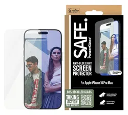 PanzerGlass SAFE Ultra-Wide iPhone 16 Pro Max Screen Protector Anti Blue Light afbeelding