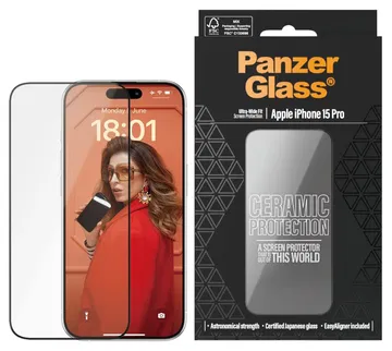 PanzerGlass Ceramic Ultra-Wide Fit iPhone 15 Pro Screen Protector