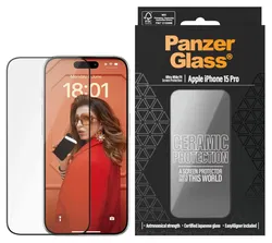 PanzerGlass Ceramic Ultra-Wide Fit iPhone 15 Pro Screen Protector afbeelding