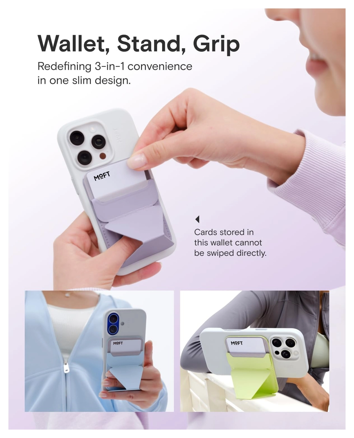 MOFT MOVAS Snap-On MagSafe Kaarthouder Vegan Leer Pasjeshouder Licht Blauw afbeelding 2