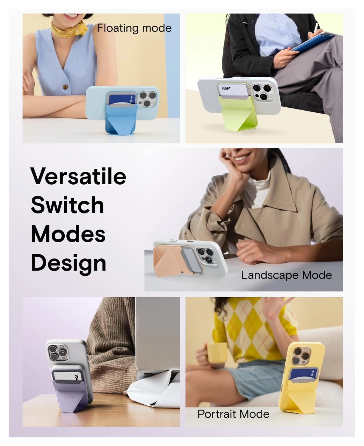 MOFT MOVAS Snap-On MagSafe Kaarthouder Vegan Leer Pasjeshouder Licht Blauw afbeelding 5