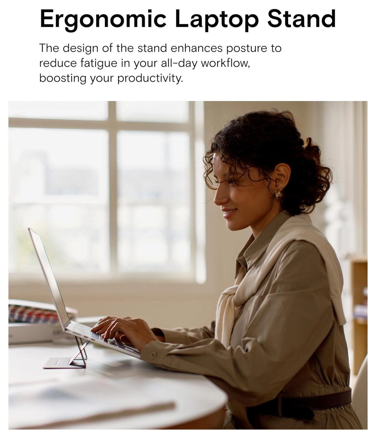MOFT Laptop Stand voor Bureau Opvouwbaar en Verstelbaar 11-16inch Laptops Zwart afbeelding 2