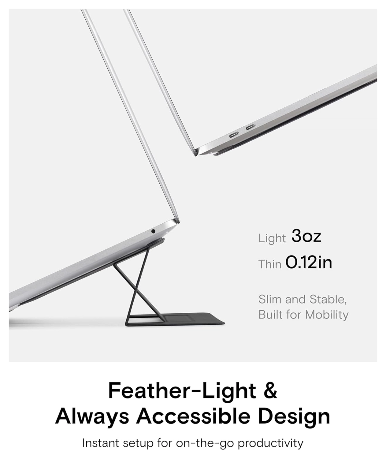 MOFT Laptop Stand voor Bureau Opvouwbaar en Verstelbaar 11-16inch Laptops Zwart afbeelding 4