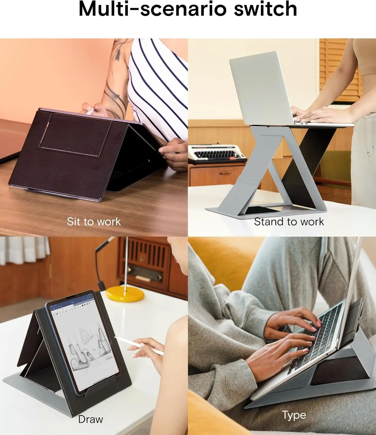 MOFT Opvouwbare en Verstelbare Laptop en Tablet Standaard voor Bureau Zwart afbeelding 2