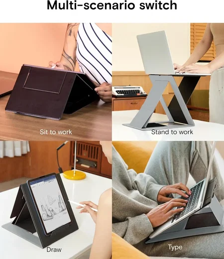 MOFT Opvouwbare en Verstelbare Laptop en Tablet Standaard voor Bureau Zwart afbeelding 2