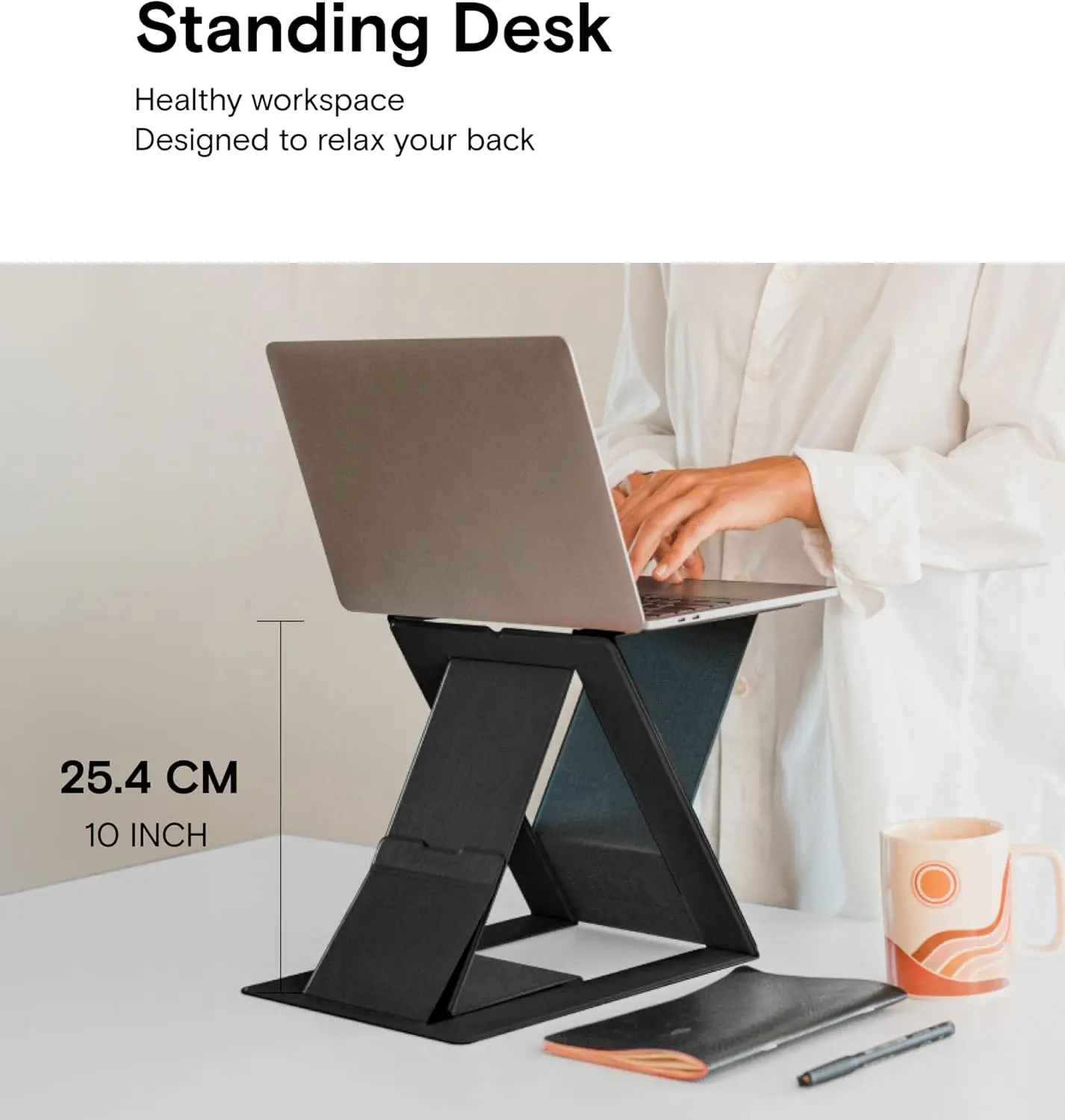 MOFT Opvouwbare en Verstelbare Laptop en Tablet Standaard voor Bureau Zwart afbeelding 3