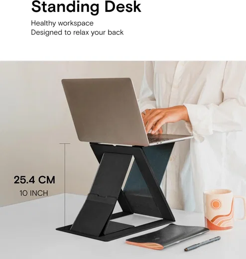 MOFT Opvouwbare en Verstelbare Laptop en Tablet Standaard voor Bureau Zwart afbeelding 3