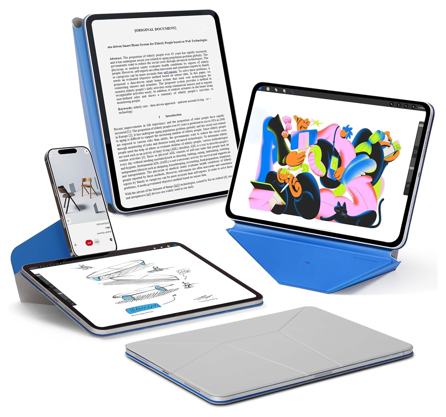 MOFT Dynamic Folio iPad Mini 7 / 6 Hoes Book Case met Standaard Grijs afbeelding 1