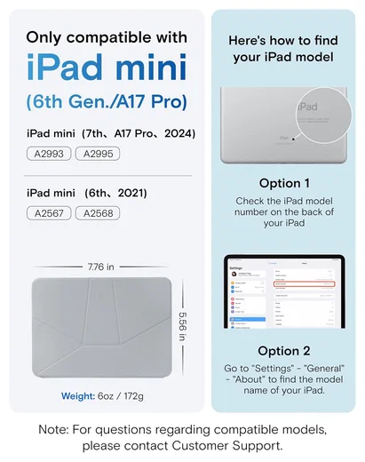 MOFT Dynamic Folio iPad Mini 7 / 6 Hoes Book Case met Standaard Grijs afbeelding 2