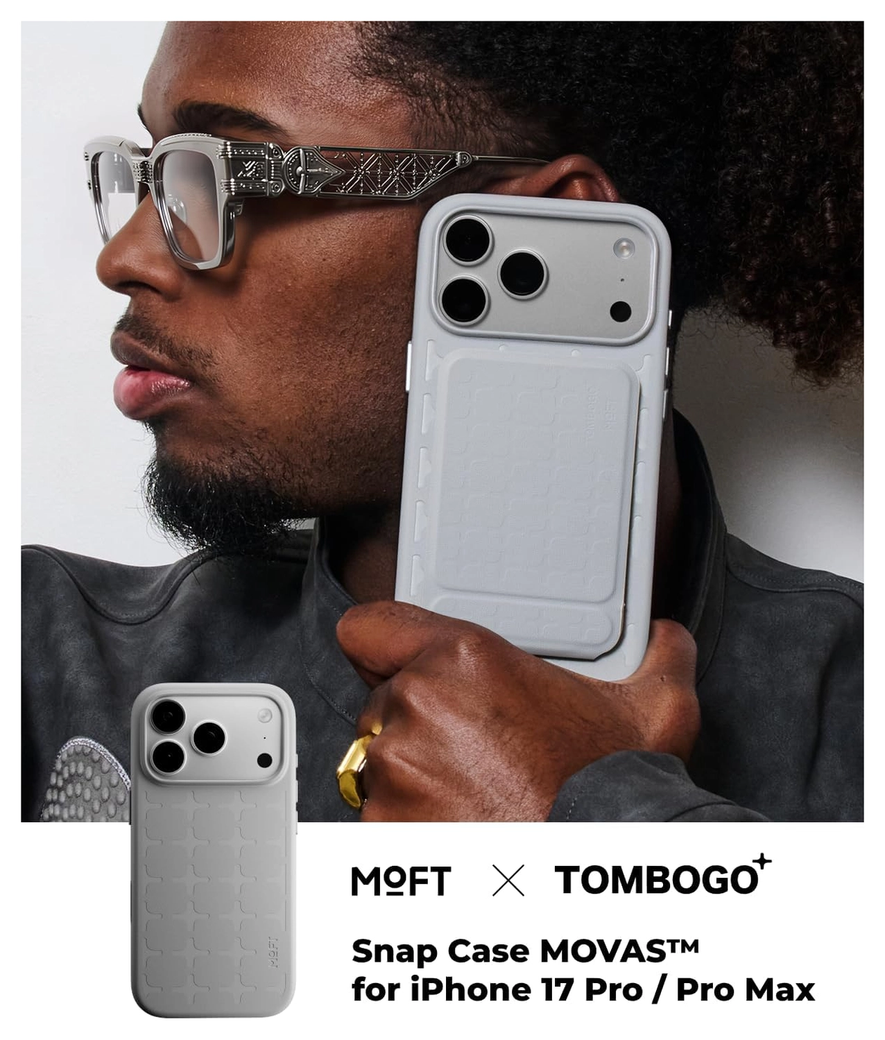 MOFT MOVAS Tombogo Snap iPhone 17 Pro Hoesje MagSafe Vegan Leer Grijs afbeelding 8