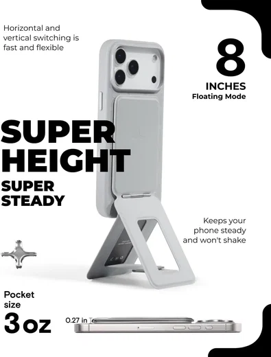 MOFT MOVAS Tombogo MagSafe Telefoonhouder met Uitklapbare Tripod Standaard Grijs afbeelding 4