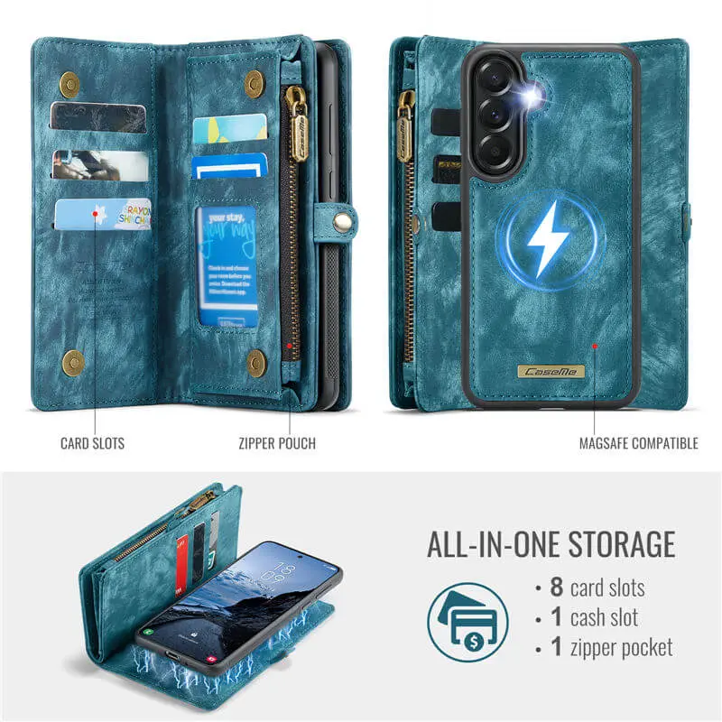CaseMe 008 Samsung Galaxy A57 Hoesje 2-in-1 Book Case en Back Cover Blauw afbeelding 2