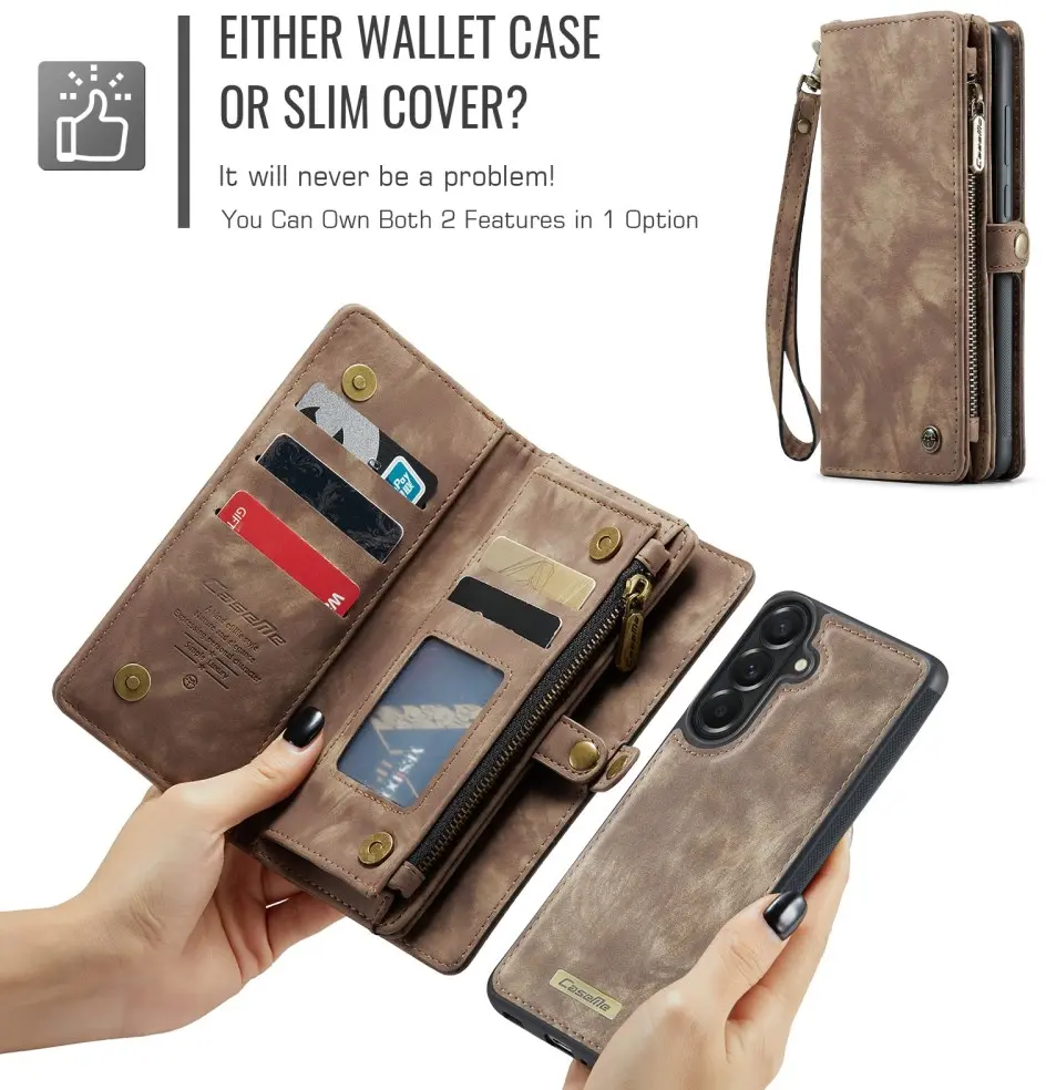 CaseMe 008 Samsung Galaxy A57 Hoesje 2-in-1 Book Case en Back Cover Bruin afbeelding 9