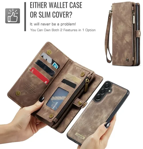 CaseMe 008 Samsung Galaxy A57 Hoesje 2-in-1 Book Case en Back Cover Bruin afbeelding 9
